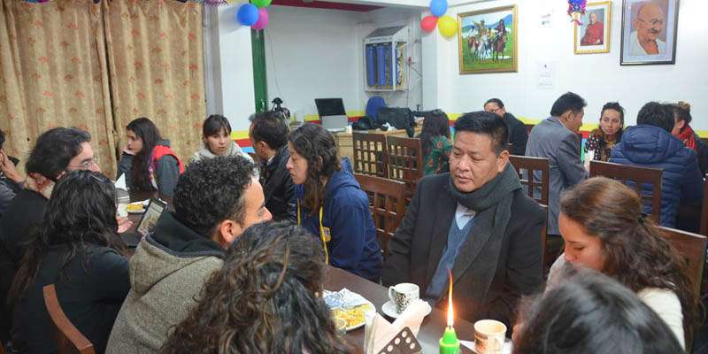 Mr, Penpa Tsering talking to Excange Students